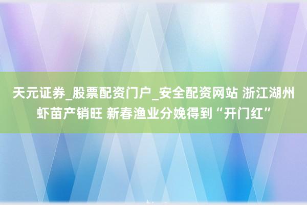 天元证券_股票配资门户_安全配资网站 浙江湖州虾苗产销旺 新春渔业分娩得到“开门红”